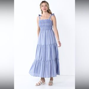 Draper James Periwinkle Tie-Strap Tiered Maxi Dress